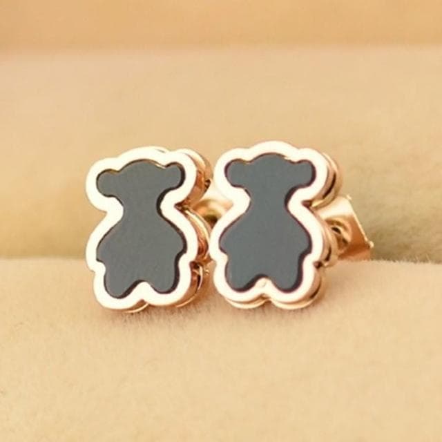 【米蘭精品】現貨+預購 玫瑰金耳環流行飾品可愛小熊時尚母親節生日情人節聖誕節交換禮物71at50