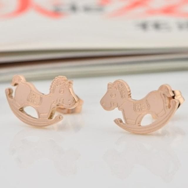 【米蘭精品】現貨+預購 玫瑰金耳環流行飾品有福小馬精選母親節生日情人節聖誕節交換禮物71at88