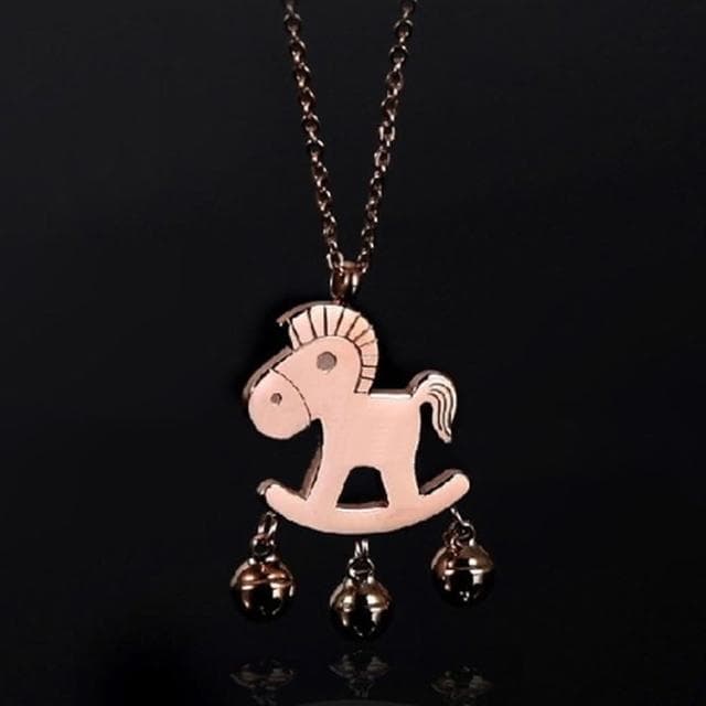 【米蘭精品】現貨+預購 玫瑰金項鍊吊墜子可愛小馬時尚流行飾品情人節生日聖誕節交換禮物71x28