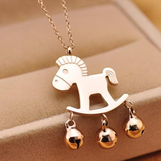 【米蘭精品】現貨+預購 玫瑰金項鍊吊墜子可愛小馬時尚流行飾品情人節生日聖誕節交換禮物71x28