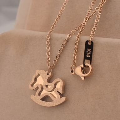 【米蘭精品】現貨+預購 玫瑰金項鍊吊墜子可愛磨砂小馬流行飾品情人節生日聖誕節交換禮物71x51