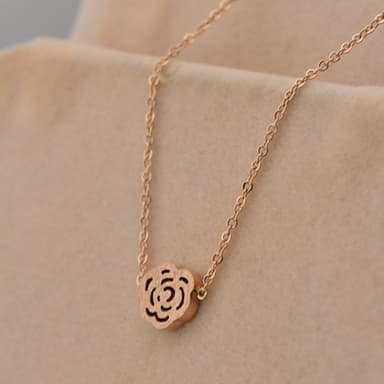【米蘭精品】現貨+預購 玫瑰金項鍊吊墜子磨砂小茶花精緻流行飾品情人節生日聖誕節交換禮物71x57