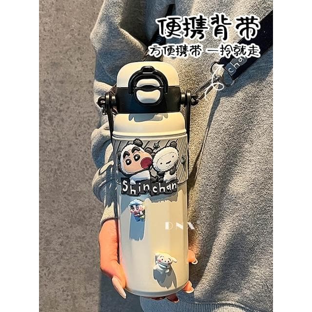 蠟筆小新聯名保溫杯學生上學專用吸管水杯子女生新款2024生日禮物