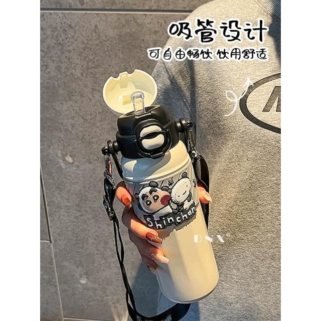 蠟筆小新聯名保溫杯學生上學專用吸管水杯子女生新款2024生日禮物