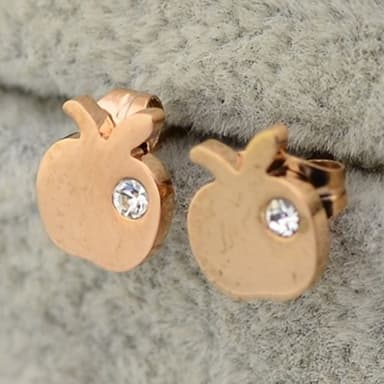 【米蘭精品】現貨+預購 玫瑰金鑲鑽耳環流行飾品可愛小蘋果時尚母親節生日情人節聖誕節交換禮物71at62