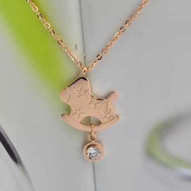 【米蘭精品】現貨+預購 玫瑰金鑲鑽項鍊吊墜子時尚可愛小木馬流行飾品情人節生日聖誕節交換禮物2款71x37