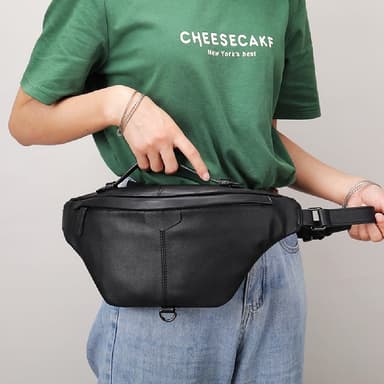 【米蘭精品】現貨+預購 胸包真皮腰包多功能牛皮斜跨父親節禮物男包包74es17