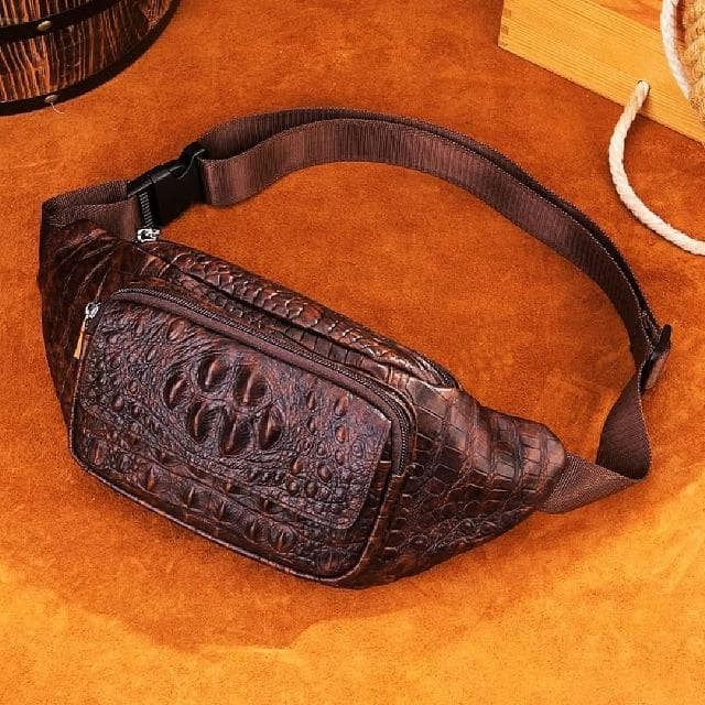【米蘭精品】現貨+預購 胸包真皮腰包男士鱷魚紋多功能真皮父親節禮物男包包2色74es10