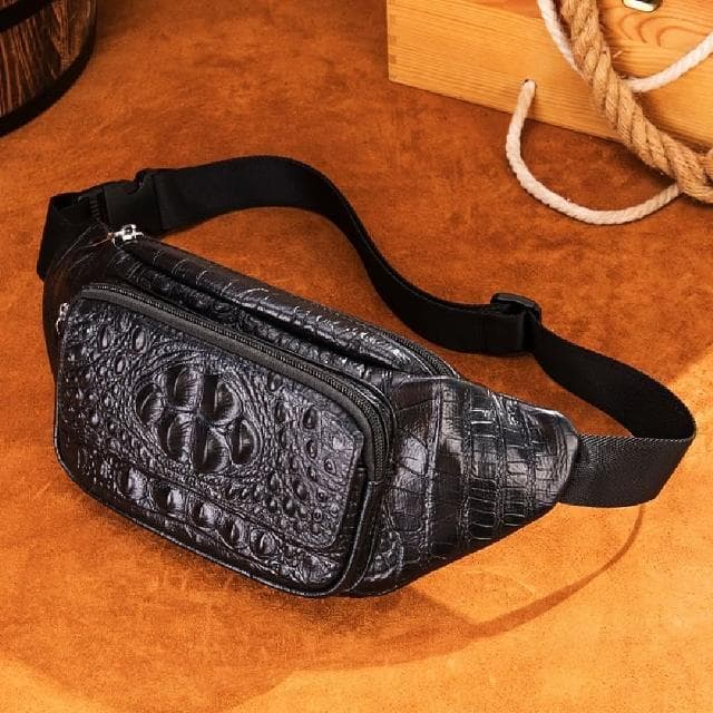 【米蘭精品】現貨+預購 胸包真皮腰包男士鱷魚紋多功能真皮父親節禮物男包包2色74es10