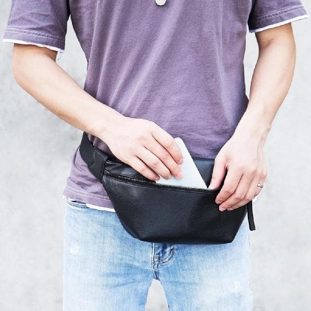 【米蘭精品】現貨+預購 胸包真皮腰包簡約休閒真皮單肩斜背父親節禮物男包包74es35