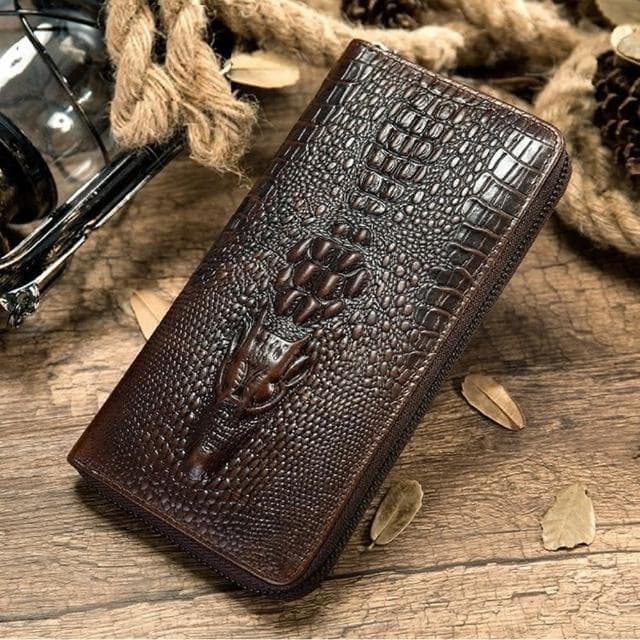 【米蘭精品】現貨+預購 長夾真皮錢包-鱷魚紋牛皮大容量RFID男包包父親節情人節生日禮物2色74cb21