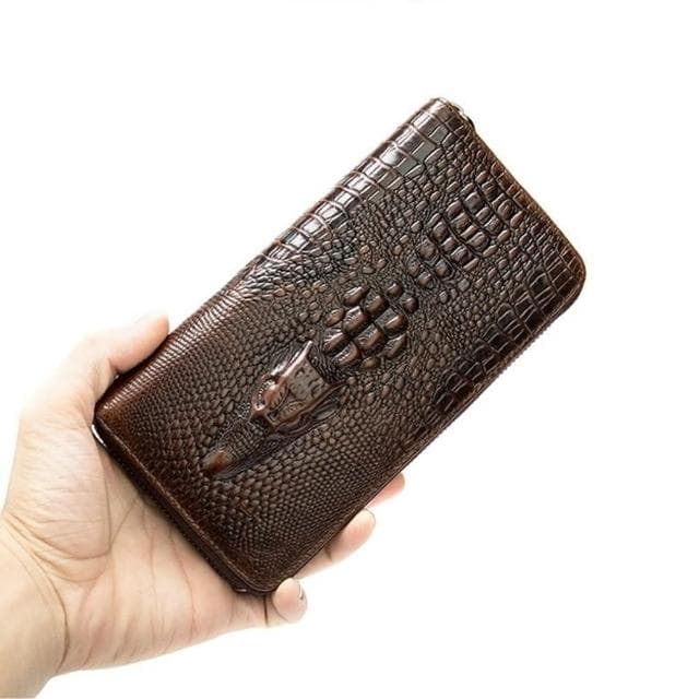 【米蘭精品】現貨+預購 長夾真皮錢包-鱷魚紋牛皮大容量RFID男包包父親節情人節生日禮物2色74cb21