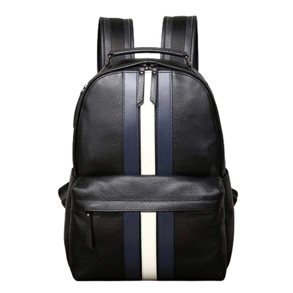 【米蘭精品】現貨+預購 後背包真皮雙肩包休閒大容量撞色條紋男包包父親節情人節生日禮物2色74cv4