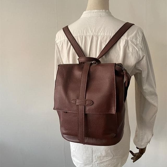 【米蘭精品】現貨+預購 後背包真皮雙肩包柔軟牛皮純色大容量男女包包父親節禮物3色74du25