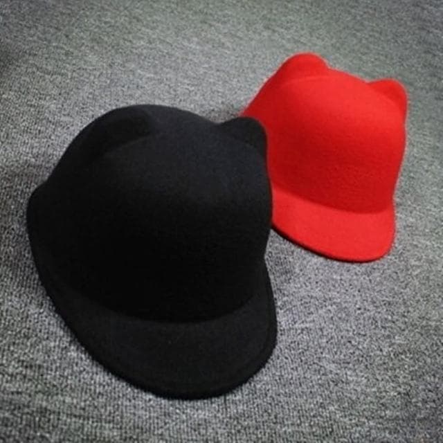 【米蘭精品】現貨+預購 馬術帽毛呢帽可愛小耳朵時尚純色情人節生日聖誕節交換禮物女帽子72b4