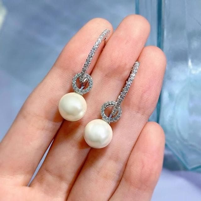 【米蘭精品】現貨+預購 珍珠耳環925純銀耳針10mm貝珠鑲鑽輕奢女飾品聖誕節交換禮物74gh20