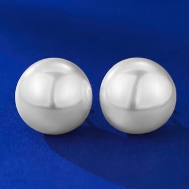 【米蘭精品】現貨+預購 珍珠耳環925純銀耳針16mm貝珠簡約經典女耳飾女飾品聖誕節交換禮物74gh4