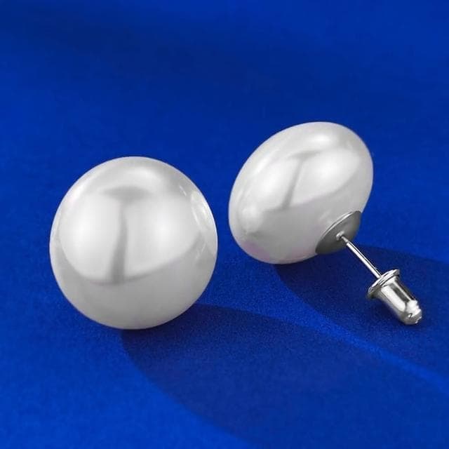 【米蘭精品】現貨+預購 珍珠耳環925純銀耳針16mm貝珠簡約經典女耳飾女飾品聖誕節交換禮物74gh4
