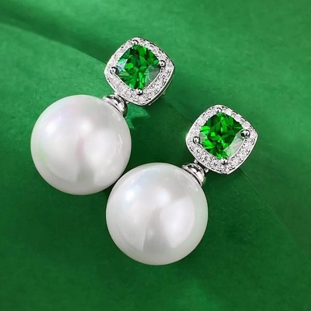 【米蘭精品】現貨+預購 珍珠耳環925純銀耳針方形鋯石12mm貝珠女飾品聖誕節交換禮物74gh13