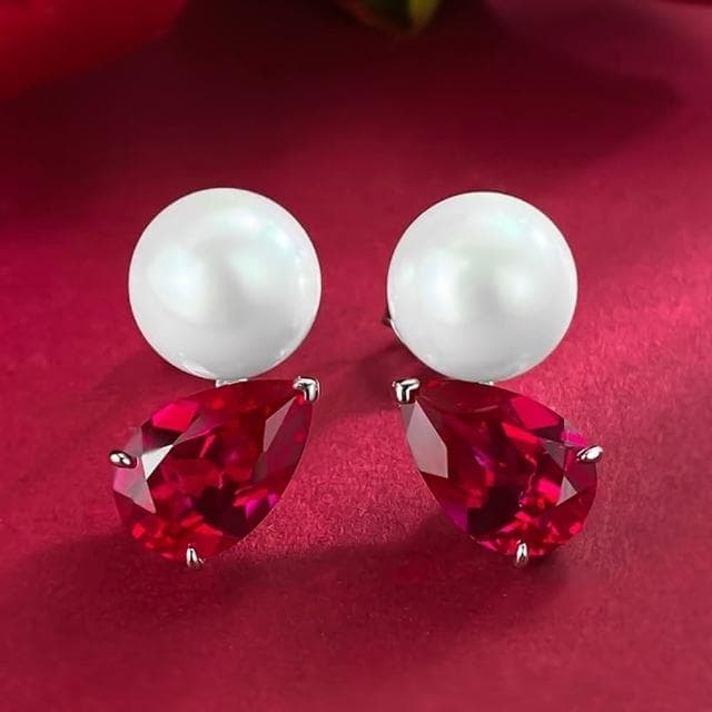 【米蘭精品】現貨+預購 珍珠耳環925純銀耳針8*12mm鋯石10mm貝珠女飾品聖誕節交換禮物74gh21