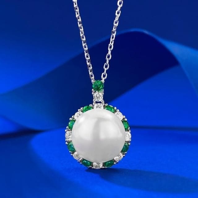 【米蘭精品】現貨+預購 珍珠項鍊925純銀吊墜12mm貝珠6克拉鋯石女飾品聖誕節交換禮物74gh10