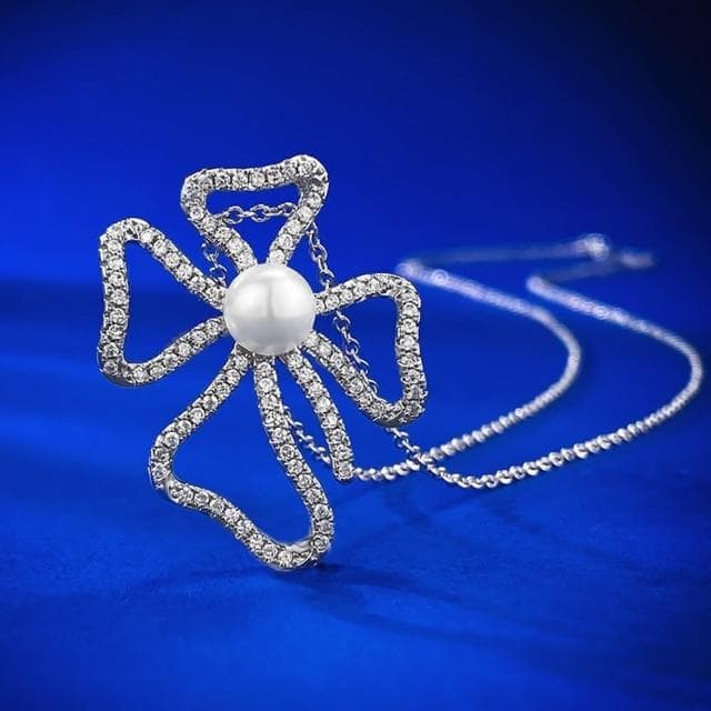 【米蘭精品】現貨+預購 珍珠項鍊925純銀吊墜天然8mm貝珠鑲鑽女飾品聖誕節交換禮物74gh14