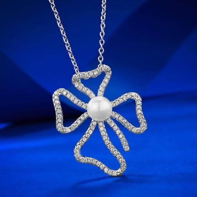 【米蘭精品】現貨+預購 珍珠項鍊925純銀吊墜天然8mm貝珠鑲鑽女飾品聖誕節交換禮物74gh14