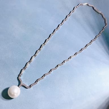 【米蘭精品】現貨+預購 珍珠項鍊925純銀吊墜16mm圓形貝珠鑽鑽女飾品聖誕節交換禮物74gh27