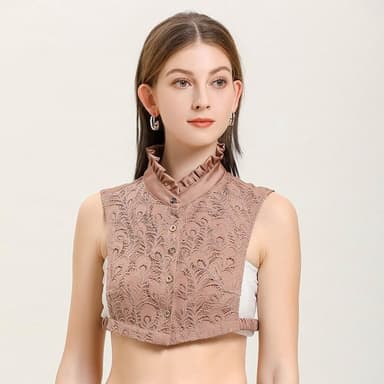 【米蘭精品】現貨+預購 假領子襯衫領片-羽毛蕾絲木耳立領女裝配件2色74ko80