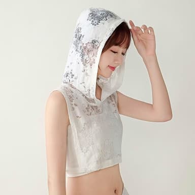 【米蘭精品】現貨+預購 假領子襯衫領片-連帽設計雪紡蕾絲女裝配件2色74ko67