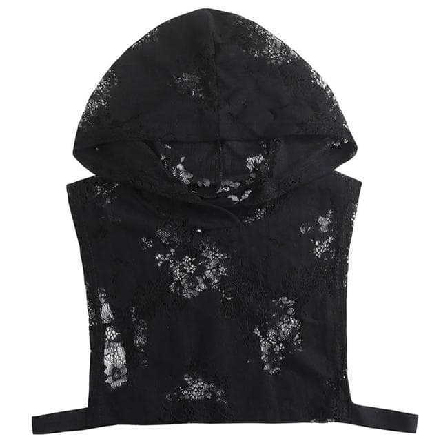 【米蘭精品】現貨+預購 假領子襯衫領片-連帽設計雪紡蕾絲女裝配件2色74ko67