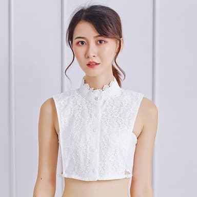 【米蘭精品】現貨+預購 假領子襯衫領片-蕾絲立領繡花外出女裝配件2色74ko9