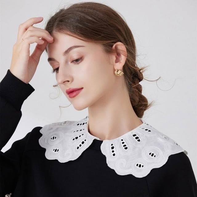 【米蘭精品】現貨+預購 假領子襯衫領片-鏤空花邊刺繡棉質女裝配件74ko85