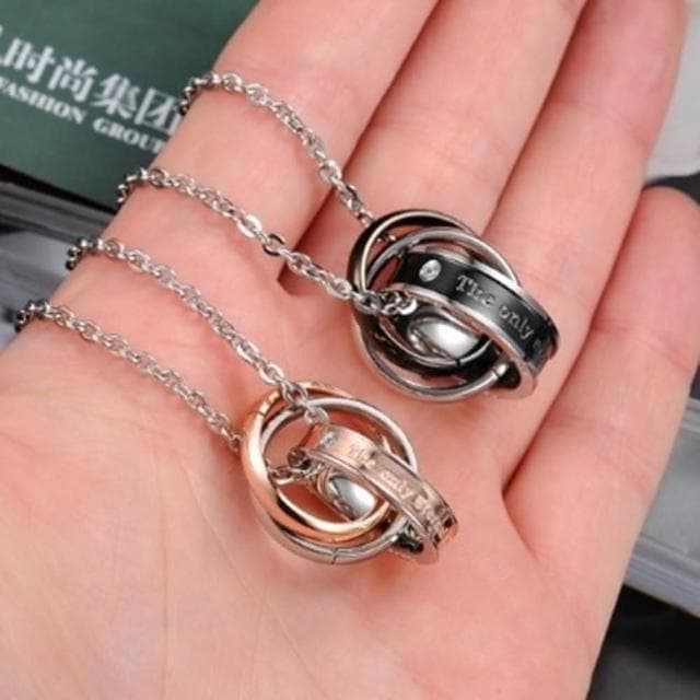 【米蘭精品】現貨+預購 鈦鋼項鍊情侶對鍊流行飾品時尚創意圓型鑲鑽七夕情人節生日聖誕節交換禮物2色73cl46