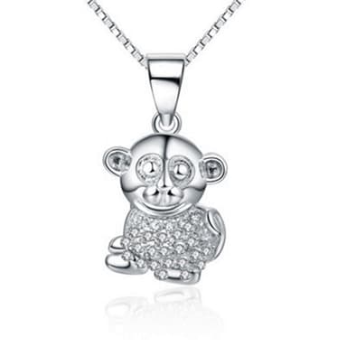 【米蘭精品】現貨+預購 項鍊鑲鑽流行銀飾品精緻可愛小猴子母親節情人節生日聖誕節交換禮物73am75