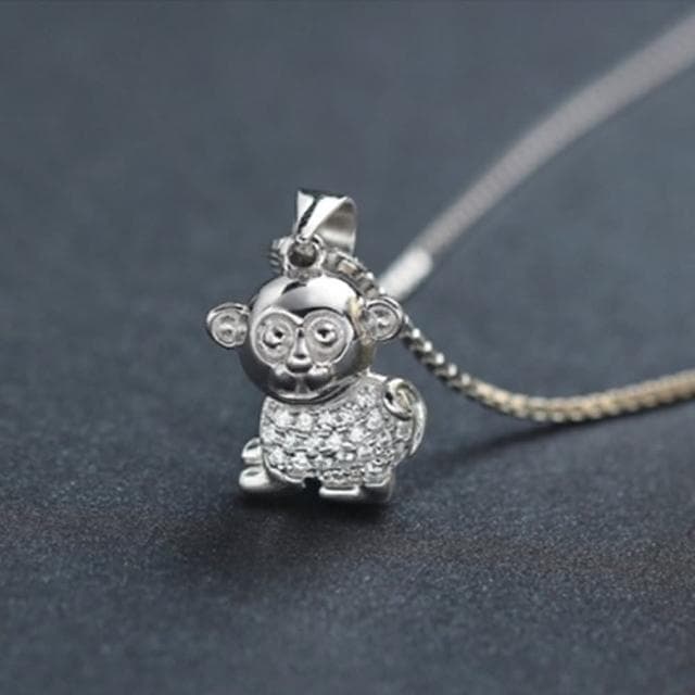 【米蘭精品】現貨+預購 項鍊鑲鑽流行銀飾品精緻可愛小猴子母親節情人節生日聖誕節交換禮物73am75