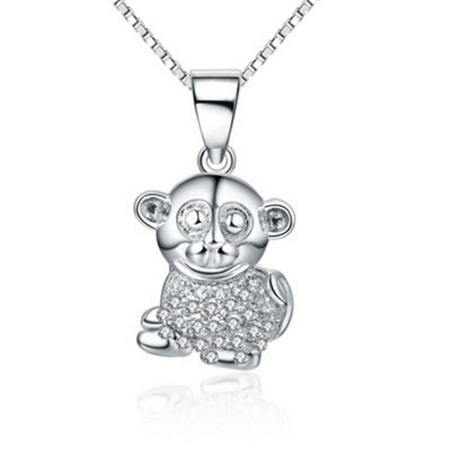 【米蘭精品】現貨+預購 項鍊鑲鑽流行銀飾品精緻可愛小猴子母親節情人節生日聖誕節交換禮物73am75