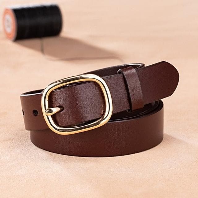 【米蘭精品】現貨+預購 真皮皮帶腰帶牛皮不鏽鋼圓扣細款女皮帶情人節生日聖誕節交換禮物2色74eh25