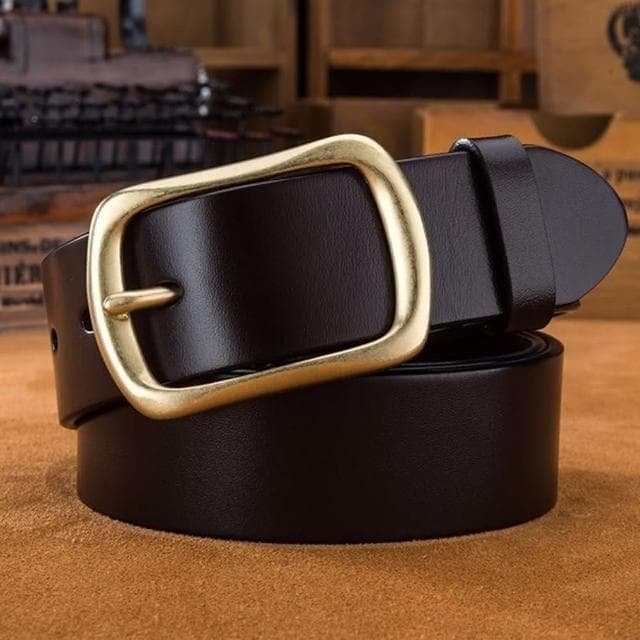 【米蘭精品】現貨+預購 真皮皮帶腰帶純牛皮日字銅針扣休閒男皮帶情人節生日聖誕節交換禮物2色74eh40
