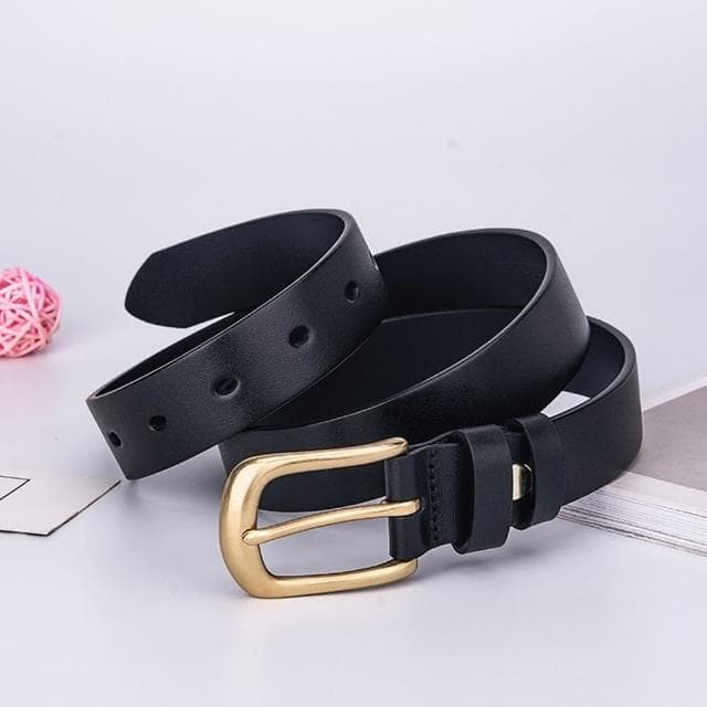 【米蘭精品】現貨+預購 真皮皮帶腰帶細款休閒銅針扣牛皮女皮帶情人節生日聖誕節交換禮物2色74eh34
