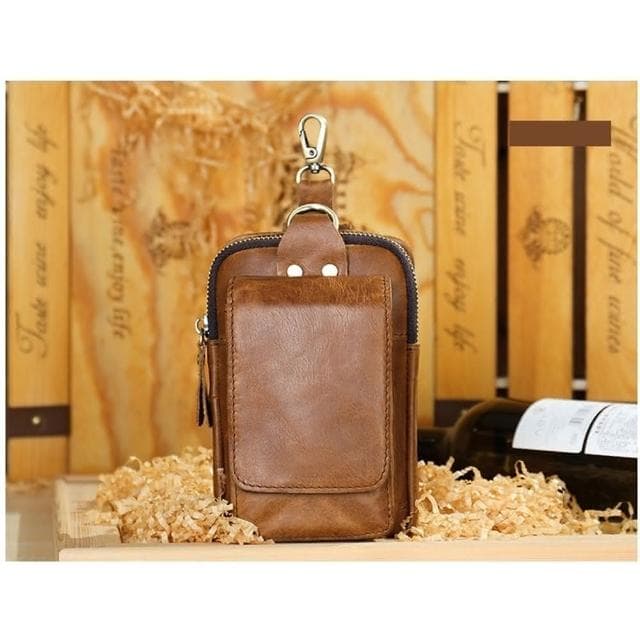 【米蘭精品】現貨+預購 腰包真皮腿包復古休閒牛皮父親節禮物男包包2色74et1