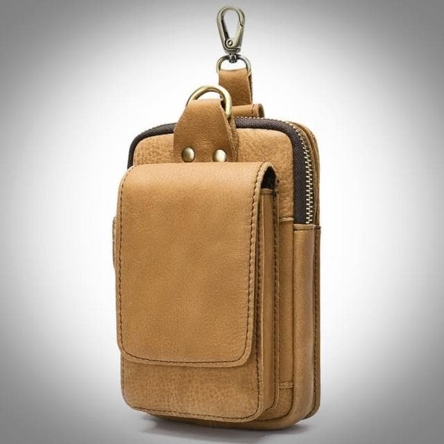 【米蘭精品】現貨+預購 腰包真皮腿包復古休閒牛皮父親節禮物男包包2色74et1