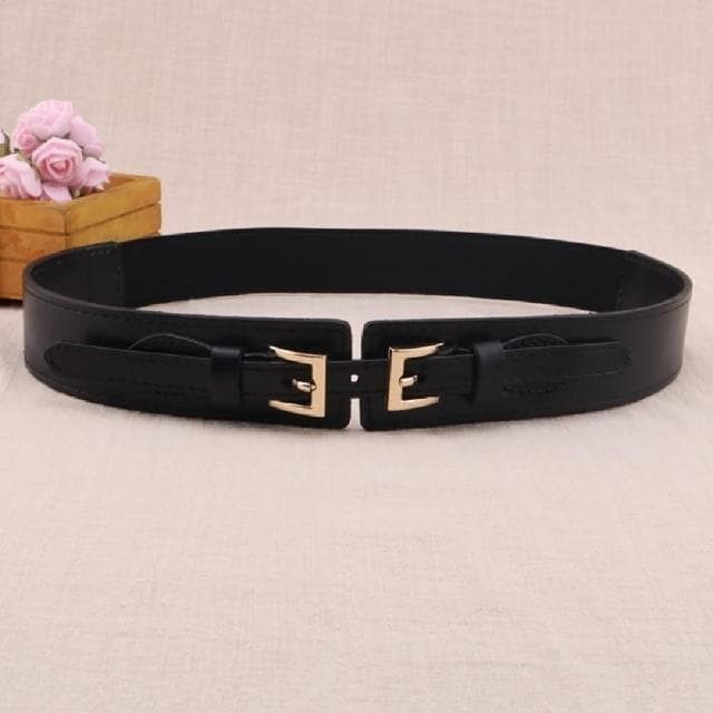【米蘭精品】現貨+預購 腰封真皮皮帶雙針扣彈性牛皮窄版女配件情人節生日聖誕節交換禮物4色74eg26