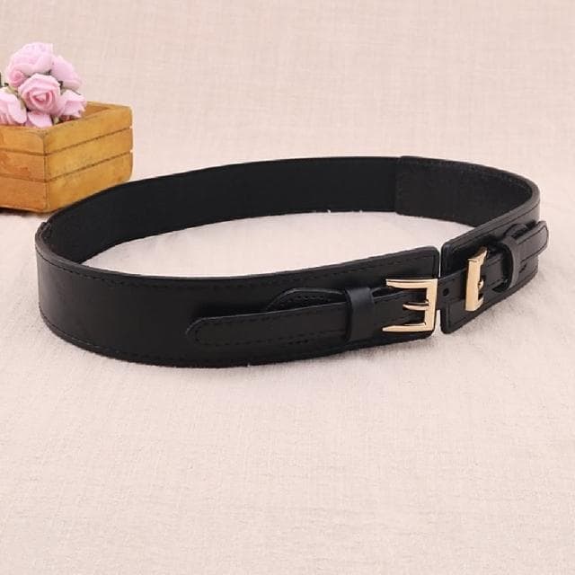 【米蘭精品】現貨+預購 腰封真皮皮帶雙針扣彈性牛皮窄版女配件情人節生日聖誕節交換禮物4色74eg26