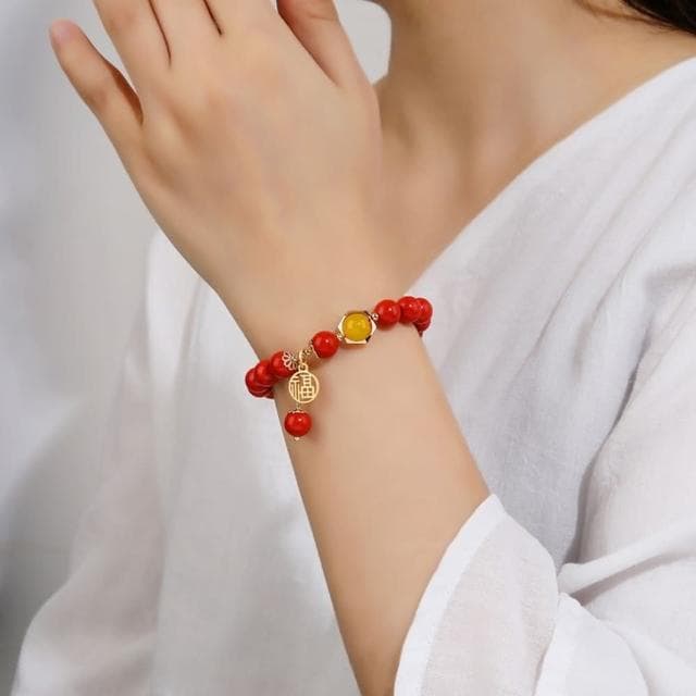 【米蘭精品】現貨+預購 硃砂手鍊朱砂手串8mm天然瑪瑙福字女飾品聖誕節交換禮物74fq4
