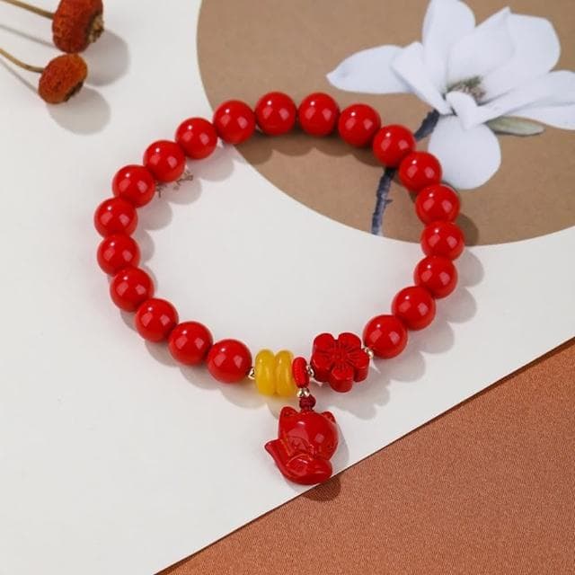 【米蘭精品】現貨+預購 硃砂手鍊朱砂手串8mm狐狸梅花蜜蠟女飾品聖誕節交換禮物74fq5