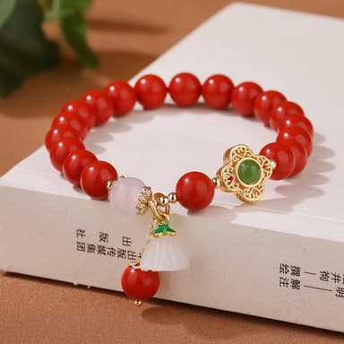 【米蘭精品】現貨+預購 硃砂手鍊朱砂手串8mm瑪瑙蓮蓬四葉花女飾品聖誕節交換禮物74fq6
