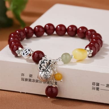 【米蘭精品】現貨+預購 硃砂手鍊朱砂手串8mm純銀福袋和闐玉女飾品聖誕節交換禮物74fq8