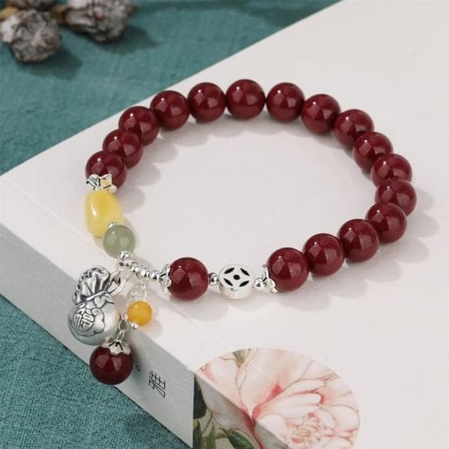 【米蘭精品】現貨+預購 硃砂手鍊朱砂手串8mm純銀福袋和闐玉女飾品聖誕節交換禮物74fq8