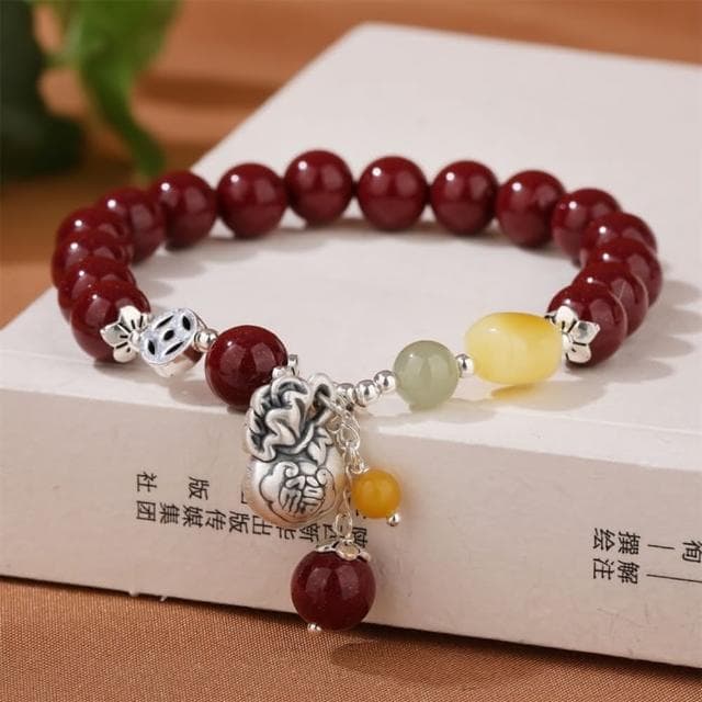 【米蘭精品】現貨+預購 硃砂手鍊朱砂手串8mm純銀福袋和闐玉女飾品聖誕節交換禮物74fq8